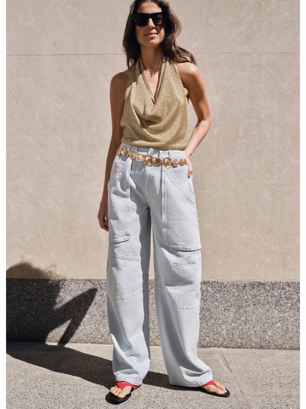 NWT ZW Zara Collection Cargo Pants Size 2 Light Blue 4088/046